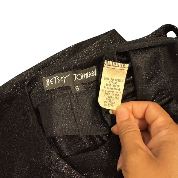 Vintage Betsey Johnson Womens Y2k 90s Black Glitter Sleeveless Mini Dress Size S - Picture 7 of 7